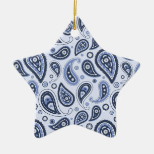 Blue Paisley Pattern Ceramic Tree Decoration