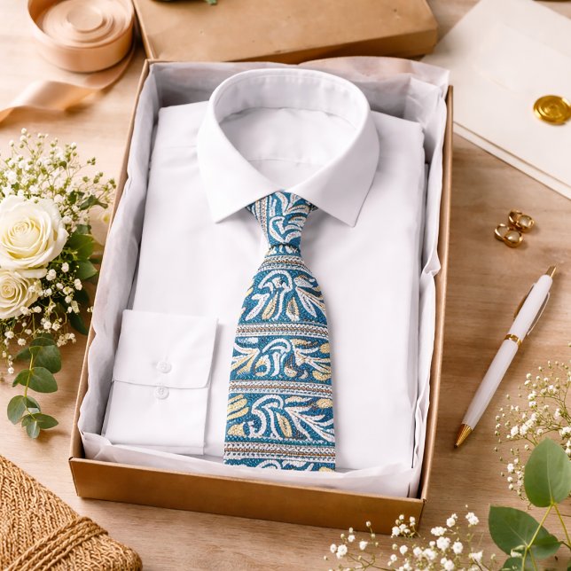 Blue Paisley Pattern Classic Elegant Style Vintage Tie (Creator Uploaded)