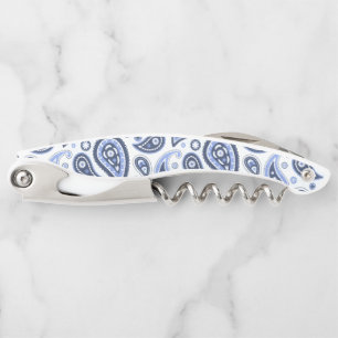 Blue Paisley Pattern Corkscrew