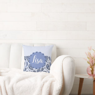 Blue Paisley Pattern Cushion