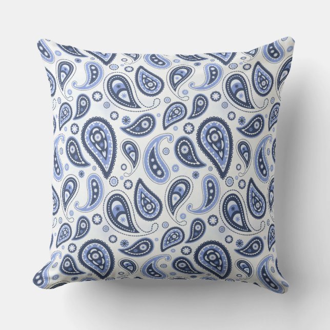Blue Paisley Pattern Cushion (Front)