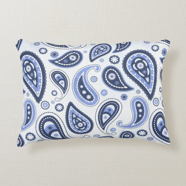 Blue Paisley Pattern Decorative Cushion (Front)