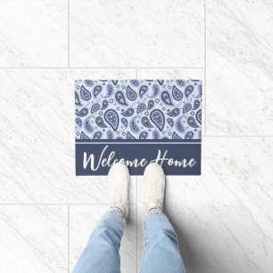 Blue Paisley Pattern Doormat