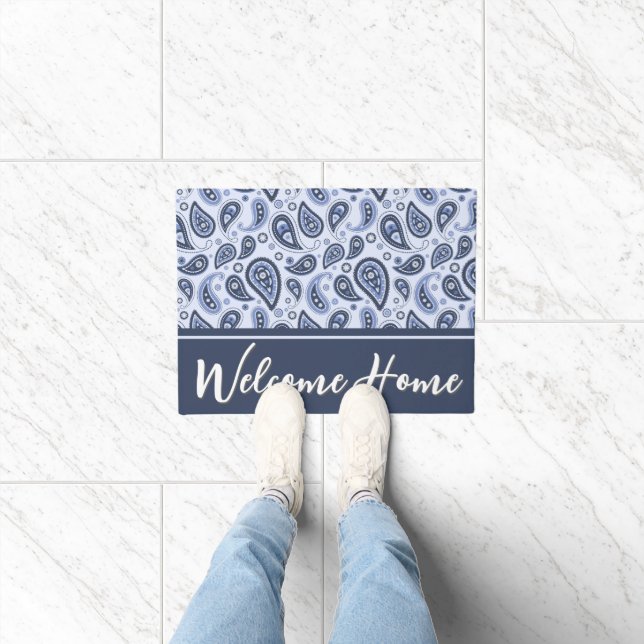 Blue Paisley Pattern Doormat (Indoor)