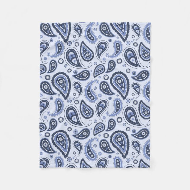 Blue Paisley Pattern Fleece Blanket (Front)