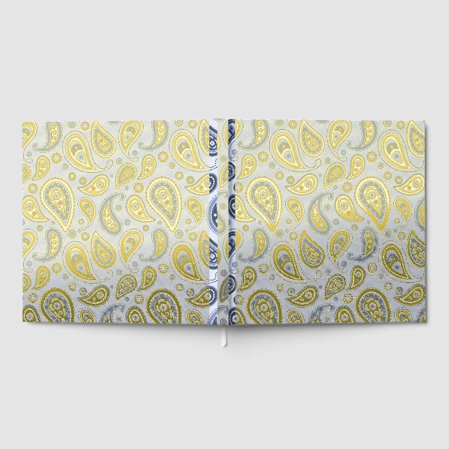 Blue Paisley Pattern Guest Book (Full)