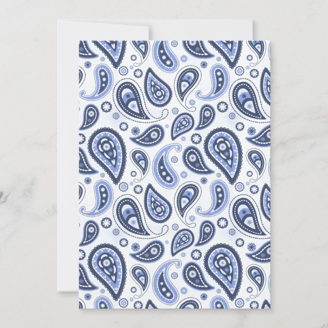 Blue Paisley Pattern Invitation (Front)