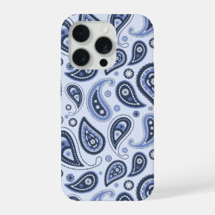 Blue Paisley Pattern iPhone 15 Pro Case