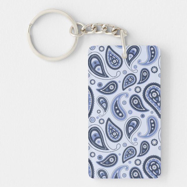 Blue Paisley Pattern Key Ring (Front)