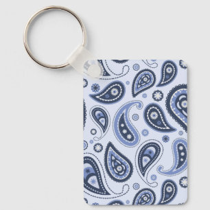 Blue Paisley Pattern Key Ring