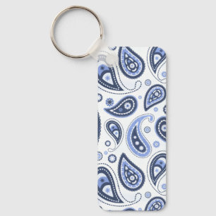Blue Paisley Pattern Key Ring