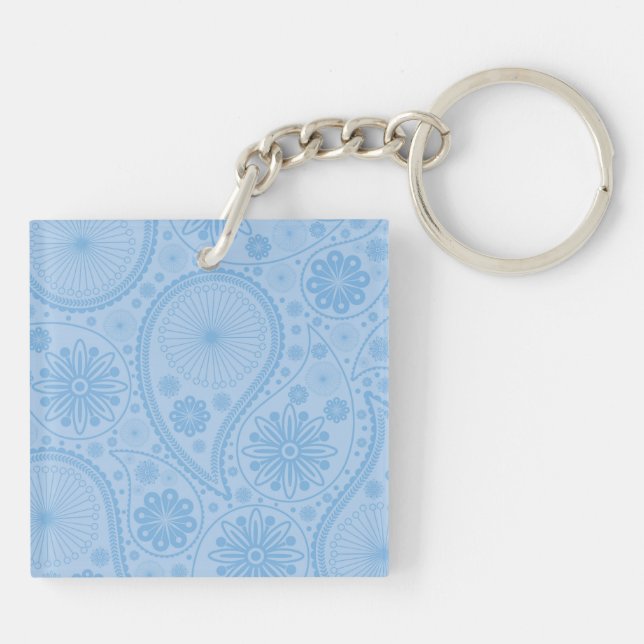 Blue paisley pattern key ring (Back)