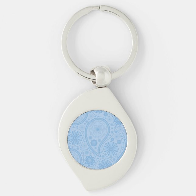 Blue paisley pattern key ring (Front)