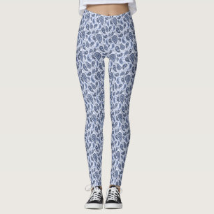 Blue Paisley Pattern Leggings