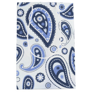 Blue Paisley Pattern Medium Gift Bag