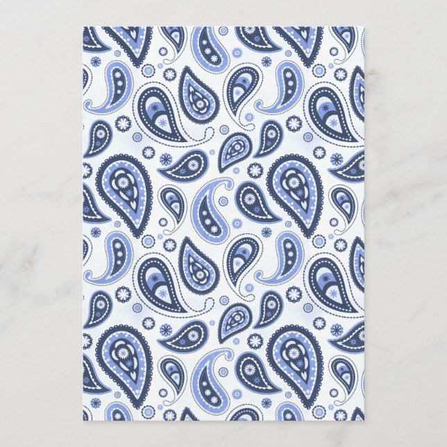 Blue Paisley Pattern Menu (Front)