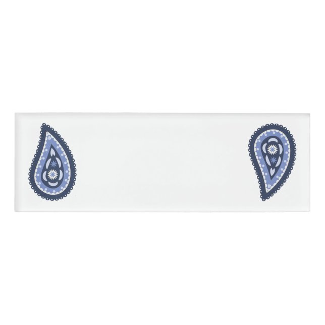 Blue Paisley Pattern Name Tag (Front)