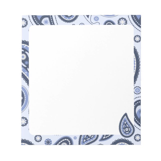 Blue Paisley Pattern Notepad (Front)