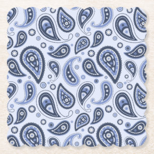Blue Paisley Pattern Paper Coaster