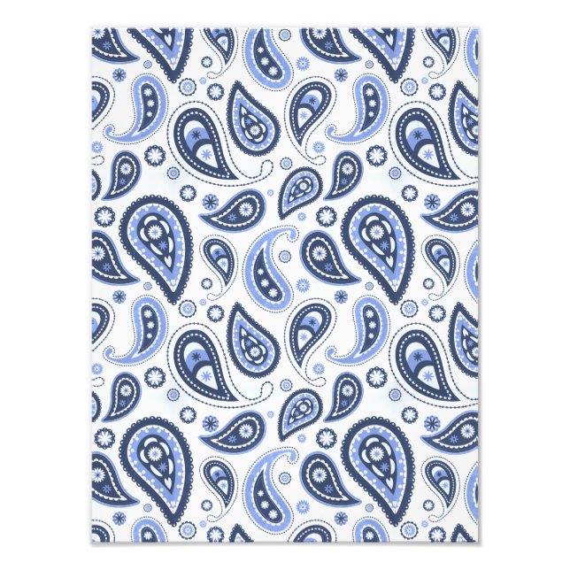 Blue Paisley Pattern Photo Print (Front)