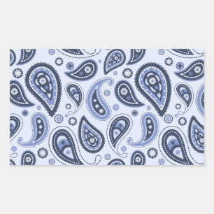 Blue Paisley Pattern Rectangular Sticker