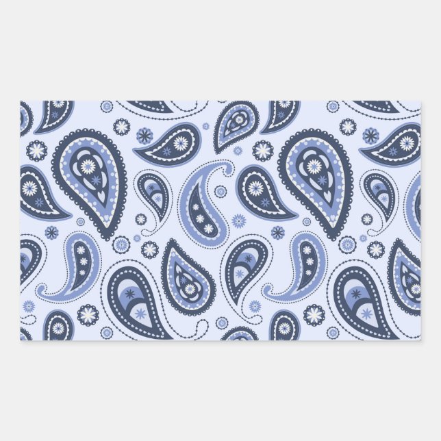 Blue Paisley Pattern Rectangular Sticker (Front)