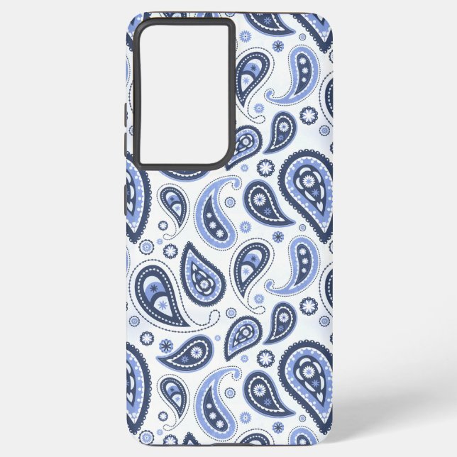 Blue Paisley Pattern Samsung Galaxy S21 Ultra Case (Back)