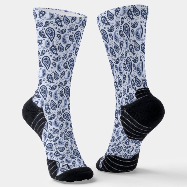 Blue Paisley Pattern Socks (Angled)