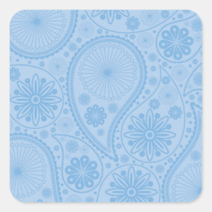 Blue paisley pattern square sticker