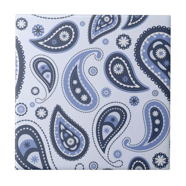 Blue Paisley Pattern Tile (Front)