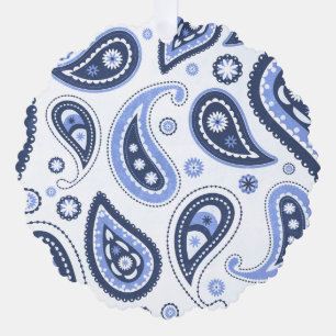 Blue Paisley Pattern Tree Decoration Card