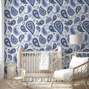 Blue Paisley Pattern Wallpaper