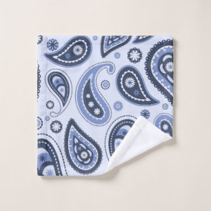 Blue Paisley Pattern Wash Cloth