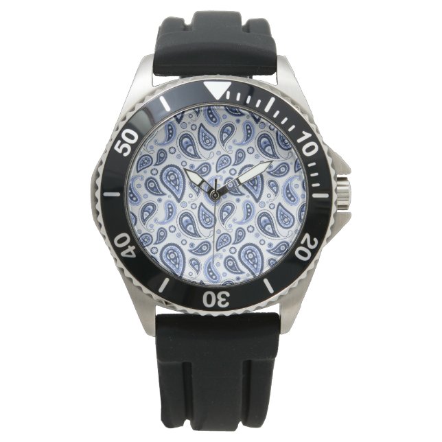 Blue Paisley Pattern Watch (Front)