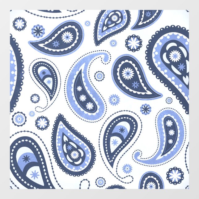 Blue Paisley Pattern Window Cling (Sheet)