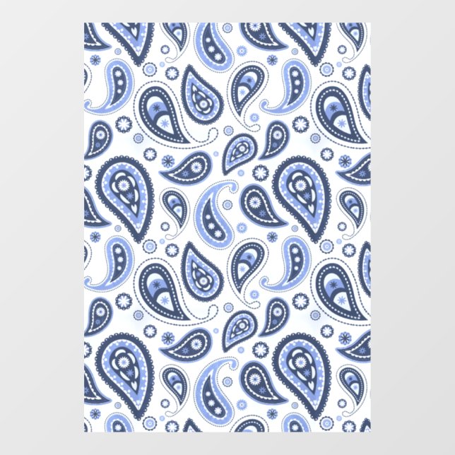 Blue Paisley Pattern Window Cling (Sheet)