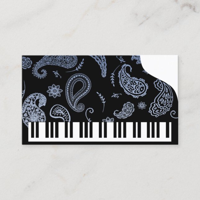 Blue Paisley Piano Business Cards (Front)