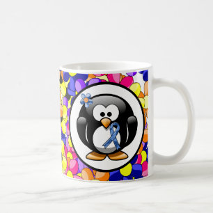 Blue Paisley Ribbon Penguin Coffee Mug