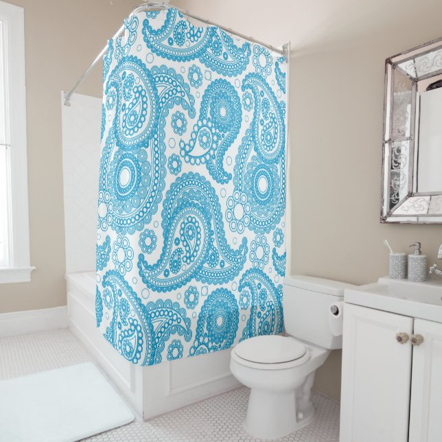 Blue Paisley Shower Curtain (In Situ)