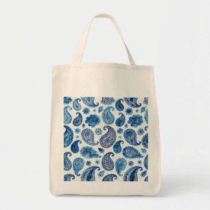 Blue Paisley Tote Bag for Women
