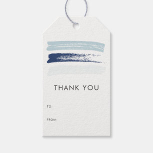 Blue Palette Brush Strokes Modern Thank You Gift Tags