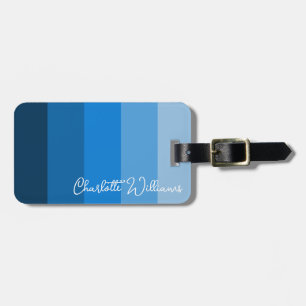 BLUE PALETTE COLOR STRIPES PATTERN CUSTOM NAME LUGGAGE TAG