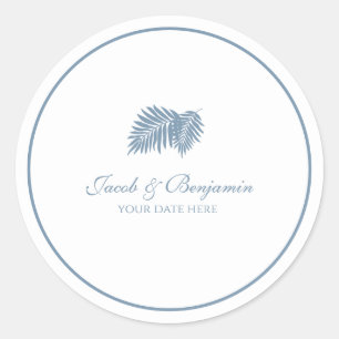 Blue Palm Round Sticker