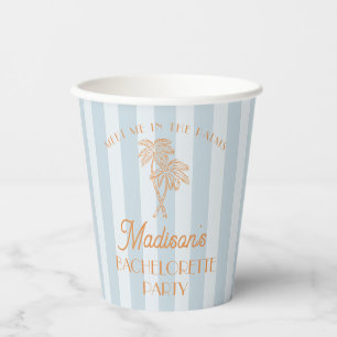 Blue Palm Spring Pastel Beach Bachelorette Party Paper Cups