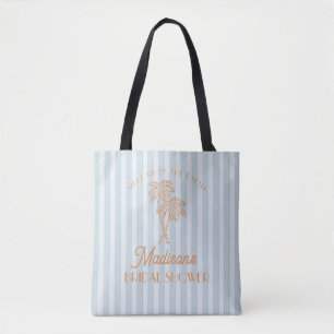 Blue Palm Spring Pastel Beach Bridal Shower Tote Bag