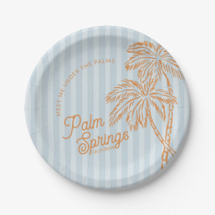Blue Palm Spring Pastel Beach Party Favours Paper Plate