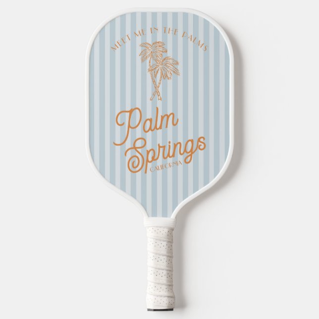 Blue Palm Spring Pastel Beach Party Pickleball Paddle (Front)