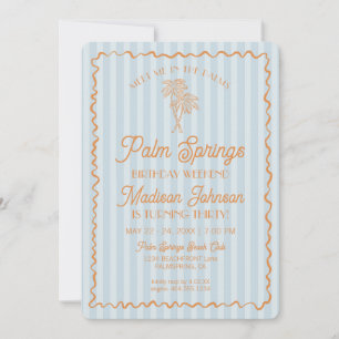 Blue Palm Springs Pastel Beach Birthday Weekend Invitation