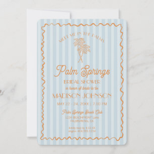 Blue Palm Springs Pastel Beach Bridal Shower Invitation