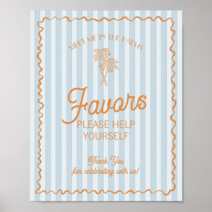 Blue Palm Springs Pastel Beach Favours Poster